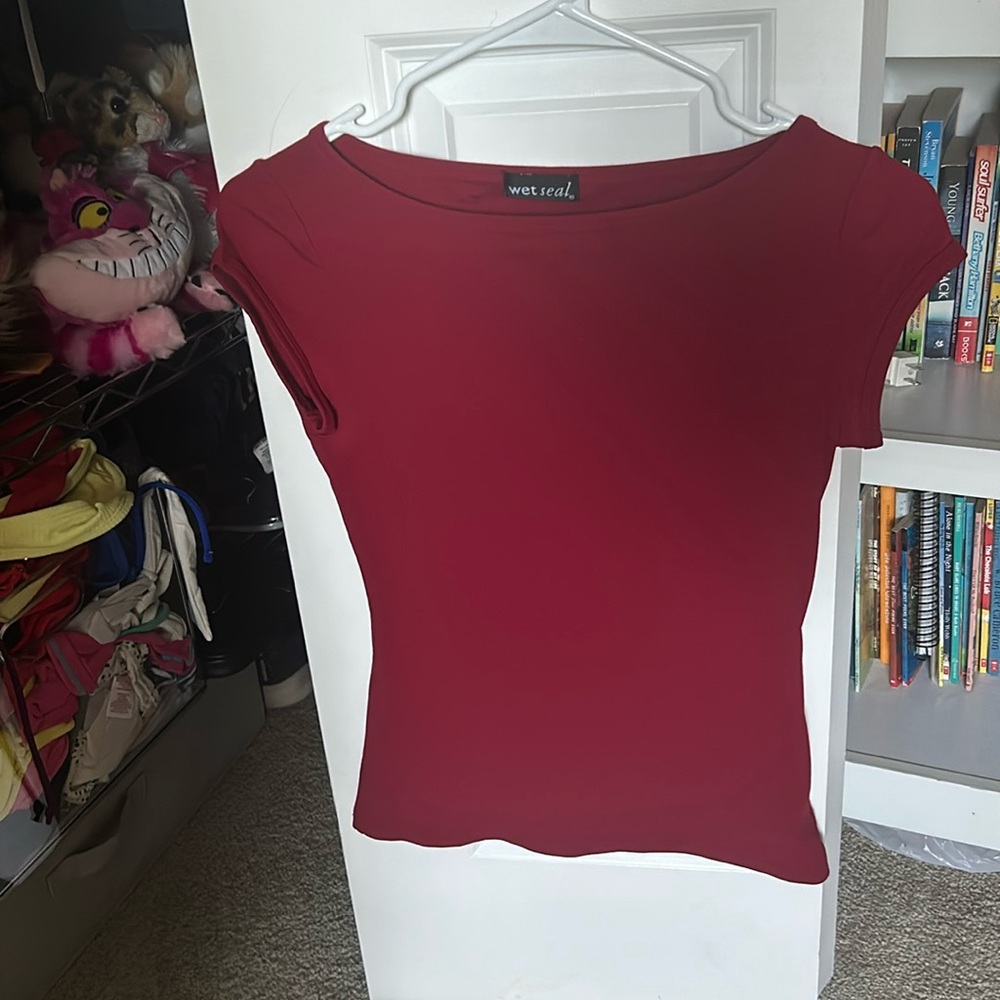 Dark red top